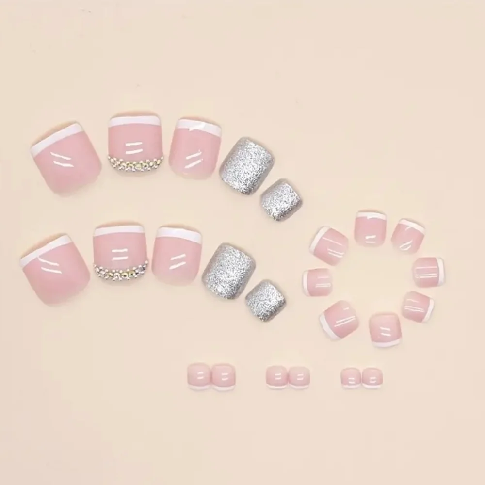 24 Pieces Fake Toe Press On Nails